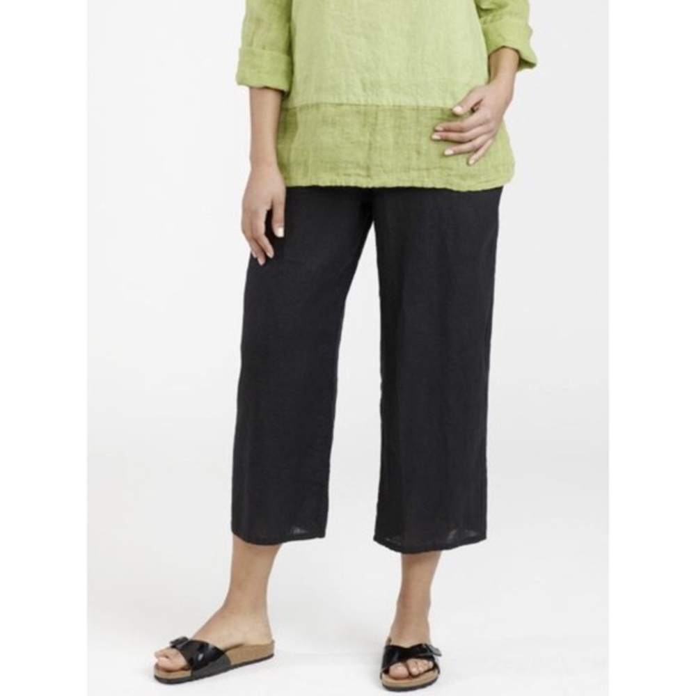 Flax 100% Linen Flood Crop Pants